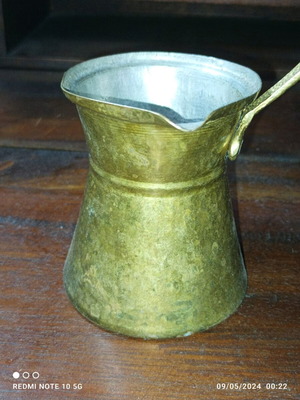 Coffee briki used, old brass piece