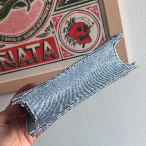 Denim jean handbag hand-held like new, blue