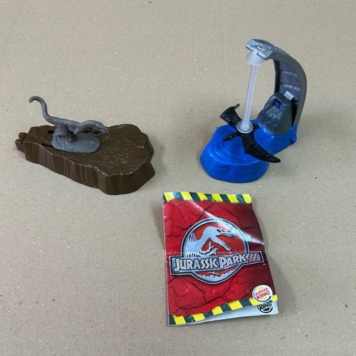Jurassic Park III Playset Amblin 2001 for Burger King meal used, pack of 2