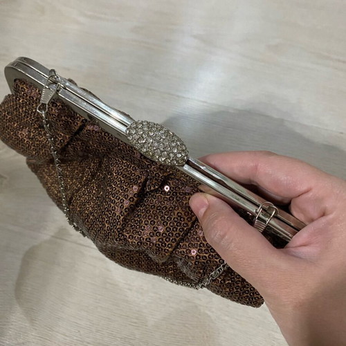Bronze hand bag used with sequins and chain