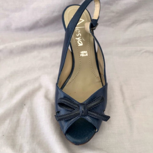Tip Toe Blue Women's Sandals size 37 like new, Italian leather, 10cm heel