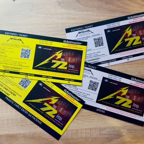 Customized Metallica M72 Tour Athens 9-05-2026 Ticket Hard-Copy