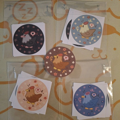 Stardew Valley round stickers new, pack of 5 with chicks