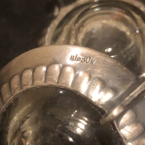 Set of 2 vintage Russian silver-plated salt pepper or caviar bowls used