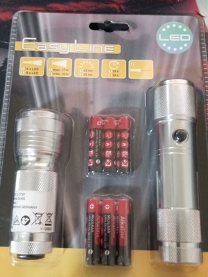 EasyLine LED flashlight set new, pack of 2 metal torches