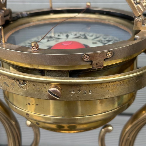 Old brass compass Japanese used, 45x25.5 cm