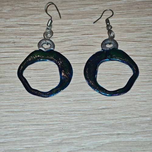 Handmade earrings green-blue