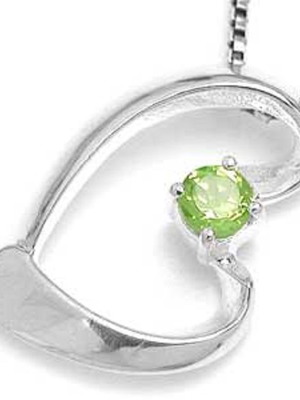 925 Silver Pendant with Peridot and 925 Silver Chain or Silk Cord Gift