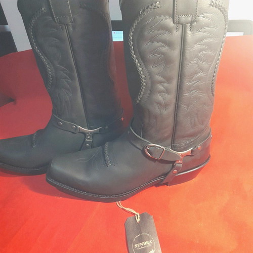 Sendra cowboy leather boots black new size 45