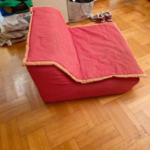 Maison Colonial lounge floor pouf chair used, coral color
