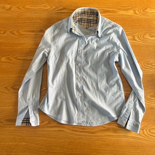 Burberry London women's shirt, vintage baby blue, slim fit