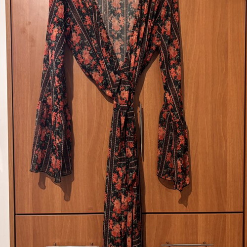 Vassia Kostara maxi kimono like new, black and red