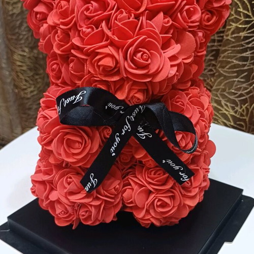 Bear made of artificial red roses new