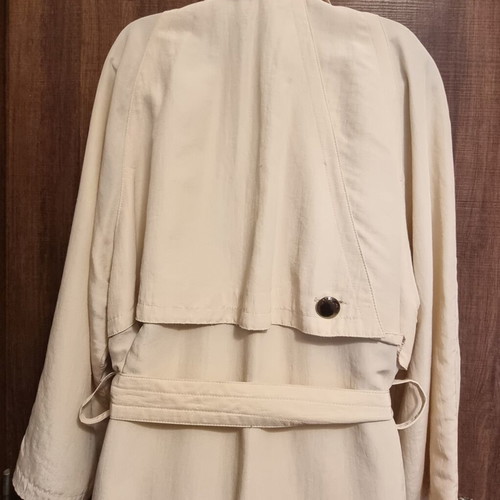 Y2K Satin Trench Coat Vintage Treasure Off White Like New