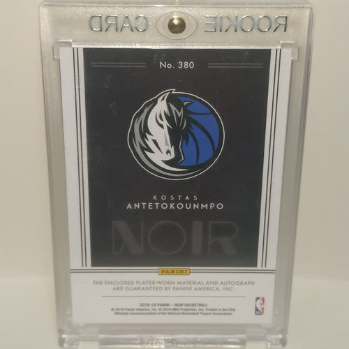 Kostas Antetokounmpo Panini Noir Blue Color Rookie Card with autograph like new