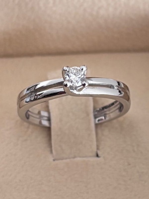 Δακτυλίδι μονόπετρο Diamond Jools 0.15ct brilliant cut, λευκό χρυσό 18 καρατίων, καινούργιο