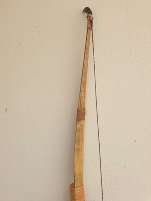 Wooden bow used decorative with handmade handle and string