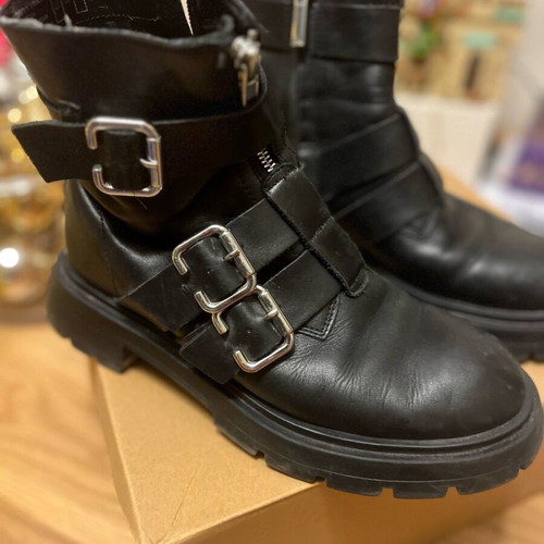 Zara leather ankle boots used, black, size 37