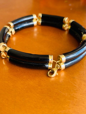 Vintage bracelet 14K gold and black onyx used