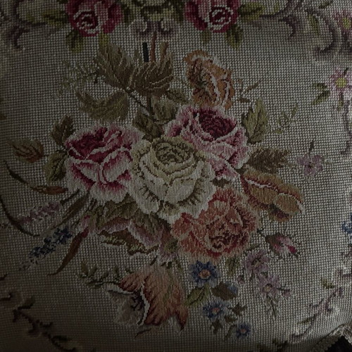 Vintage Louis XV armchair like new with embroidered floral upholstery