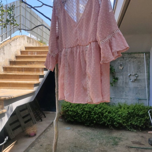Dusty Pink Romantic Top satin-lined, like new, size XL