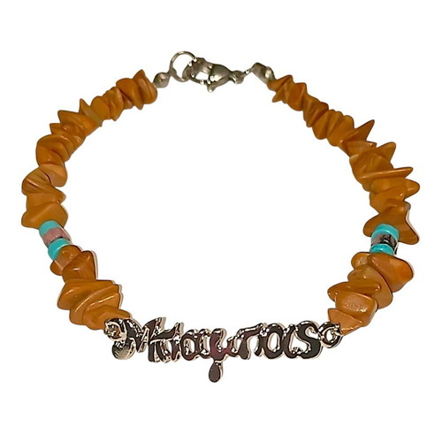 Handmade Dad bracelet with semi-precious stones and steel clasp new