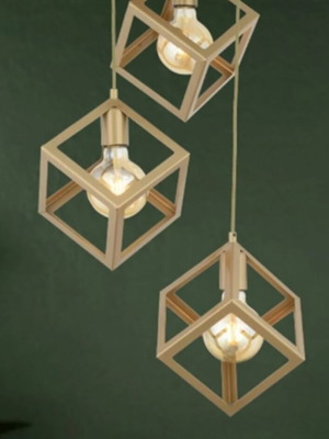 Ceiling light triple cube design, gold finish