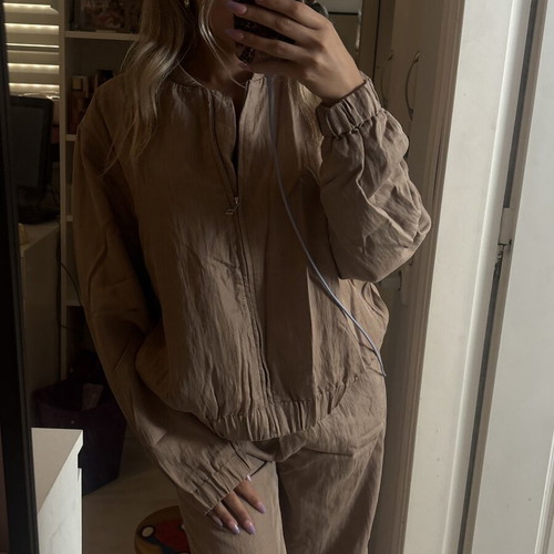 Mango σετ bomber και παντελόνι μπεζ, σαν καινούργιο