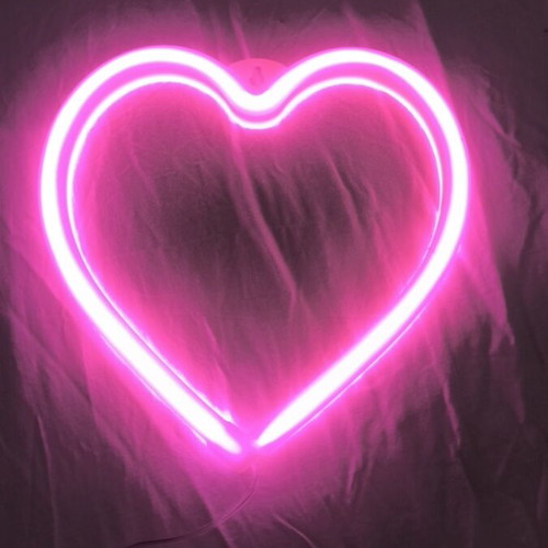 Heart-shaped lamp, pink, USB or battery powered