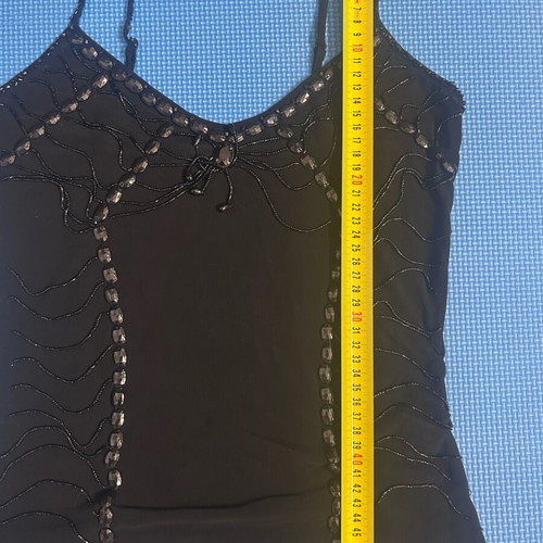 Y2K Vintage Black Mesh Beaded Corset-Like Women’s Top Size XS/S Like New