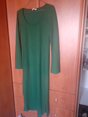 Stradivarius dress new, long with slit, cypress color size M