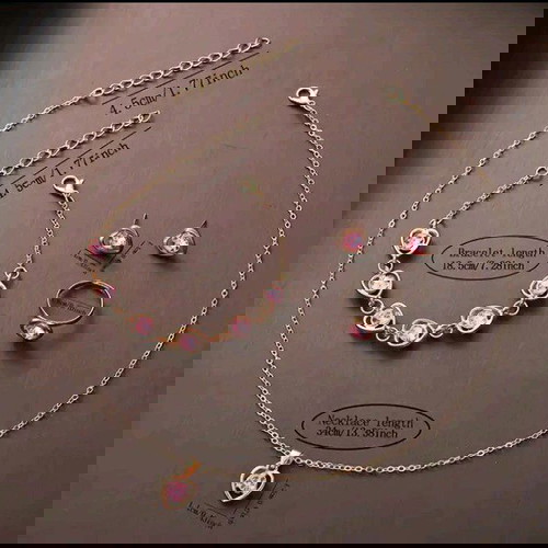 Σετ μοντέρνο ρολόι και κοσμήματα 6 τεμαχίων, καινούργιο, ροζ