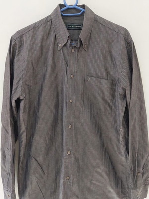 The Bostonians men's dress shirt size L like new, gray and pink