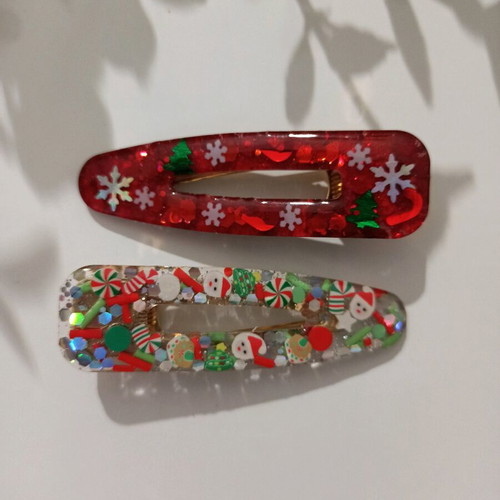 Handmade Christmas hair clips new, set of 2 pieces