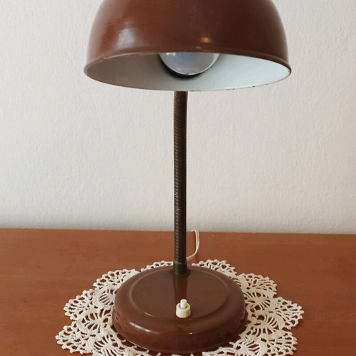 Vintage table desk lamp used, brown mid-century 1960