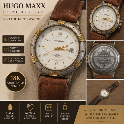 Hugo Maxx Eurodesign 18K Gold Plated Quartz Watch