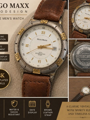 Hugo Maxx Eurodesign 18K Gold Plated Quartz Watch