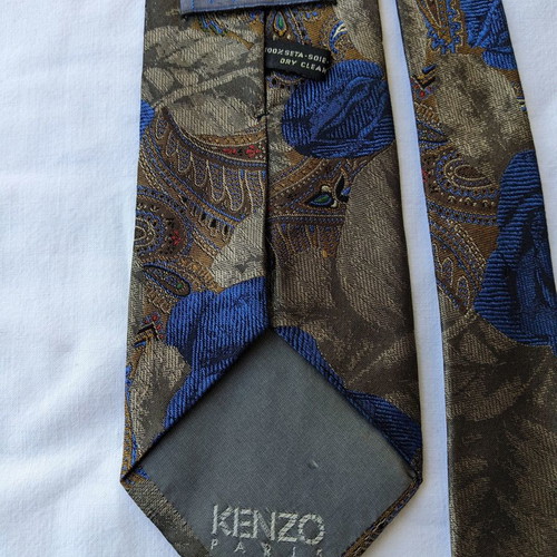 Kenzo tie used, 100% silk blue, gray and gold