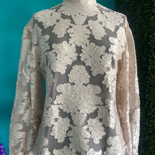 Devore velvet brocade blouse beige like new size M