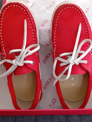 Clarys children's suede leather loafers like new, size 31, red