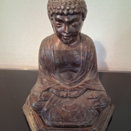 Metal Buddha Statue used, meditation pose, vintage