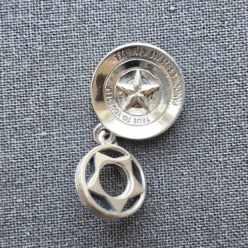Pandora Marvel Thanos Hand and Shield Charms new, gold and silver