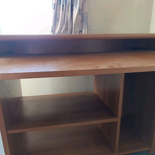 Computer desk used with sliding drawer and shelf