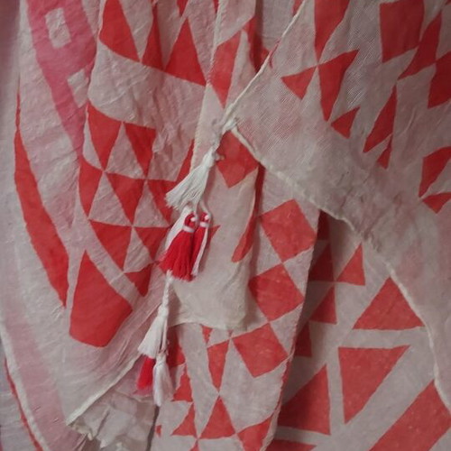 Kimono tunic new 100% cotton boho style orange white one size
