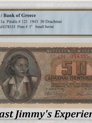 Greece 50 Drachmai 1943 banknote PCGS Choice UNC 63