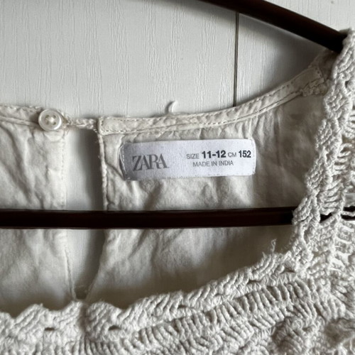 Zara White Lace Sleeveless Top like new, size 152 cm, ages 11-12