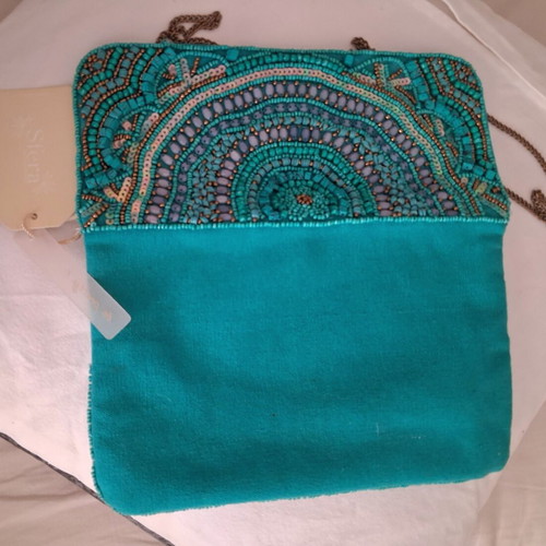 Sfera turquoise vintage crossbody bag with beads new