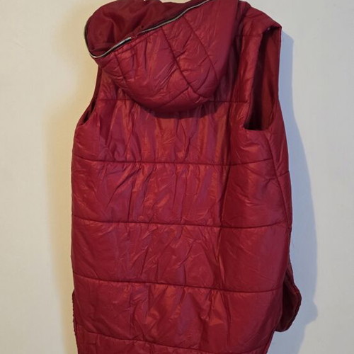Happy Pink Long Sleeveless Vest with Hood red like new, Made in Italy