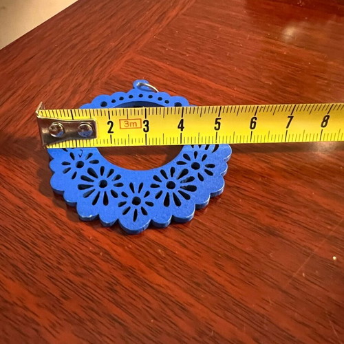 Handmade wooden earrings blue like new