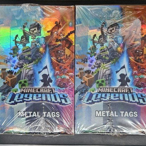 Minecraft Legends metal tags like new, 2 sealed boxes with 50 packs each